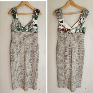 St. John nwt tweed sheath dress metallic floral knit career special occasion 6